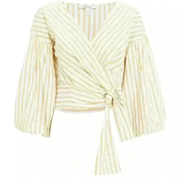 Derek Lam 10 Crosby Cropped Bell Sleeve Tie Waist Blouse Top Size - Picture 5 of 10